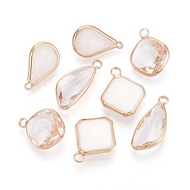 Латунь стекло кулоны, разнообразные, граненые