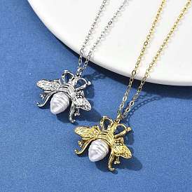 304 ожерелья из нержавеющей стали и пластика с подвеской в виде пчелы и цепочкой из кабеля, ионное покрытие (ip)