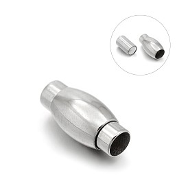 Smooth 304 Stainless Steel Barrel Magnetic Clasps with Glue-in Ends
