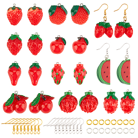 Nbeads 110Pcs DIY Fruit Theme Earring Making Kits, Including Mixed Shapes Resin Pendants, Brass Earring Hooks and Jump Rings