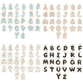 Breloques en alliage émaillé plaqué or pandahall elite, paillettes émaillées, forme de l'alphabet