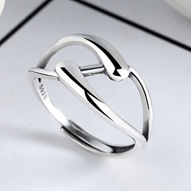 Крест-накрест родиевое покрытие 925 регулируемые кольца из стерлингового серебра