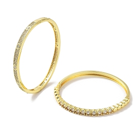 Brass Micro Pave Clear Cubic Zirconia Hinged Bangles for Women