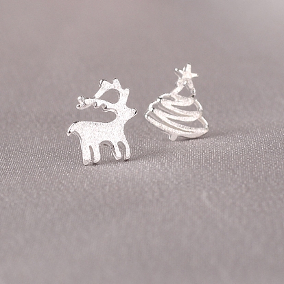 Mini Brass Stud Earrings with 925 Sterling Silver for Girls, Silver Color Plated