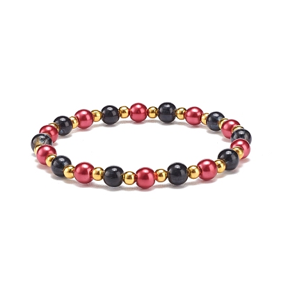Glass & Iron Round Beaded Stretch Bracelet for Women