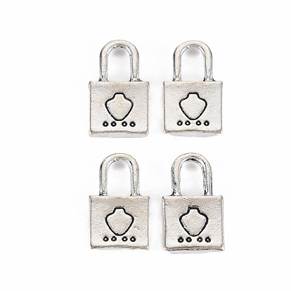 Tibetan Style Alloy Pendants Rhinestone Settings, Cadmium Free & Lead Free, Lock