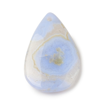 Natural Blue Lace Agate Pendants, Geometric Charms, Teardrop & Oval & Rectangle, Mixed Shapes