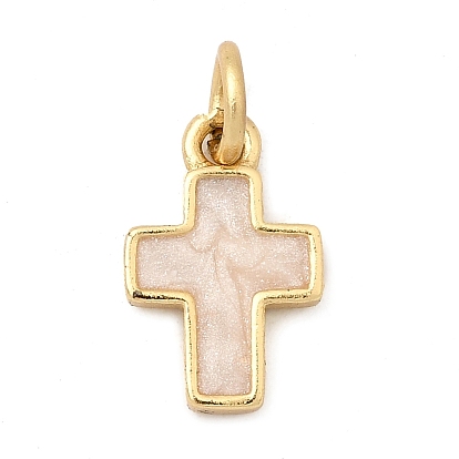 Латунь эмаль прелести, крест очарование, с целью перехода в кольце, без свинца и без кадмия, долговечный, реальный 18 k позолоченный, стойки покрытие