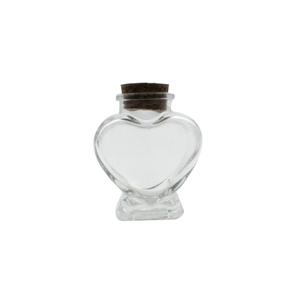 Heart Glass Bottle for Bead Containers, with Cork Stopper, Wishing Bottle