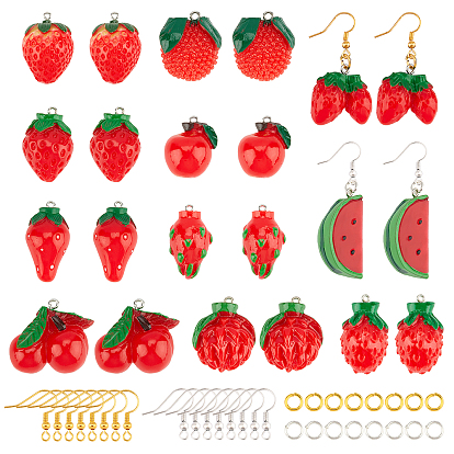 110Pcs DIY Fruit Theme Earring Making Kits, Including Mixed Shapes Resin Pendants, Brass Earring Hooks and Jump Rings