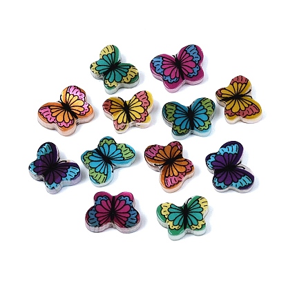 Printed Natural Freshwater Shell Beads, Butterfly