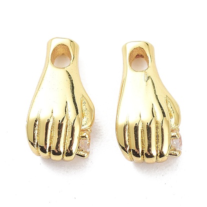 Латунные микропаве прозрачные подвески с фианитом, рука