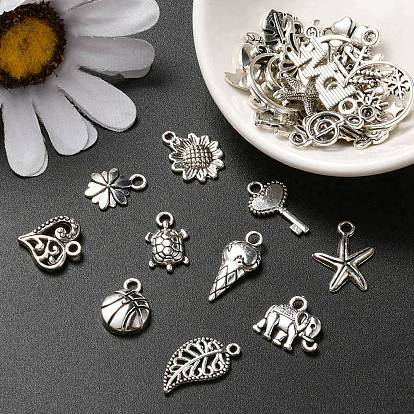 30Pcs 30 Style Tibetan Style Alloy Charms, Mixed Shapes