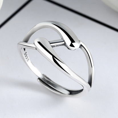 Крест-накрест родиевое покрытие 925 регулируемые кольца из стерлингового серебра