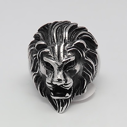 Valentines Day Unique Gift Ideas Retro Men's 304 Stainless Steel Wide Lion Rings