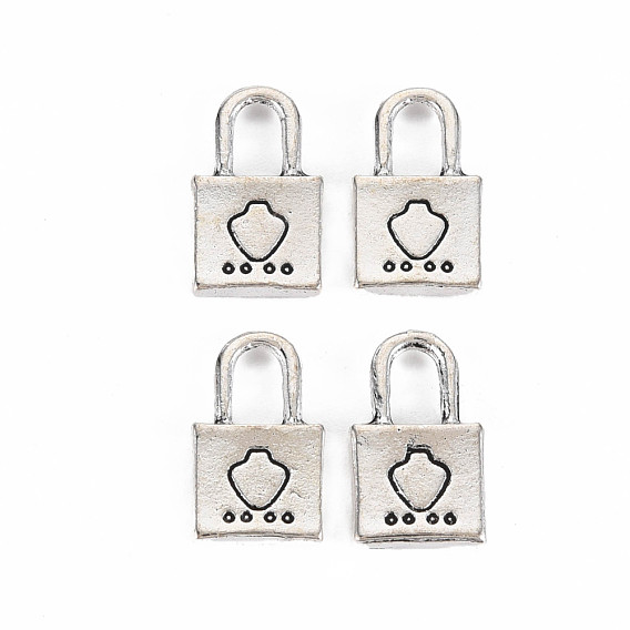 Tibetan Style Alloy Pendants Rhinestone Settings, Cadmium Free & Lead Free, Lock