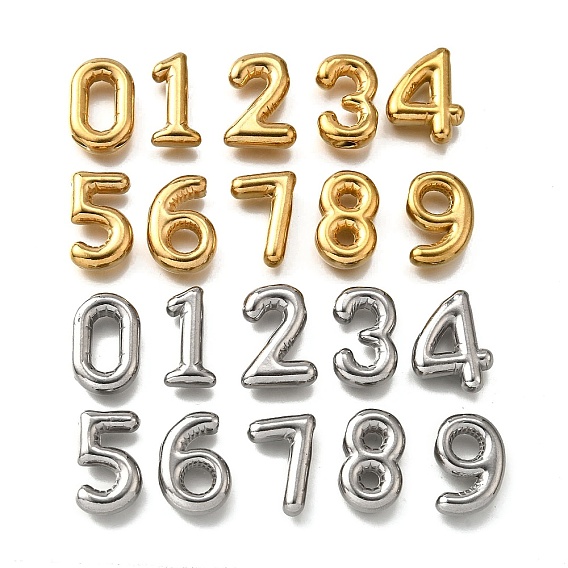 10 шт. 10 стили 304 подвески из нержавеющей стали, число 0~9