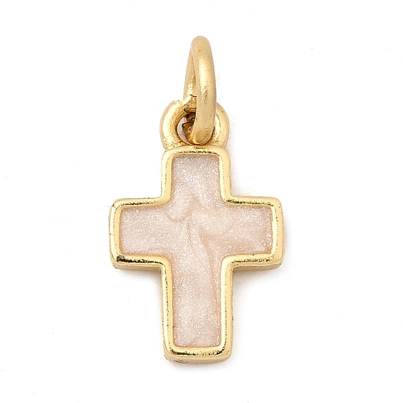 Латунь эмаль прелести, крест очарование, с целью перехода в кольце, без свинца и без кадмия, долговечный, реальный 18 k позолоченный, стойки покрытие