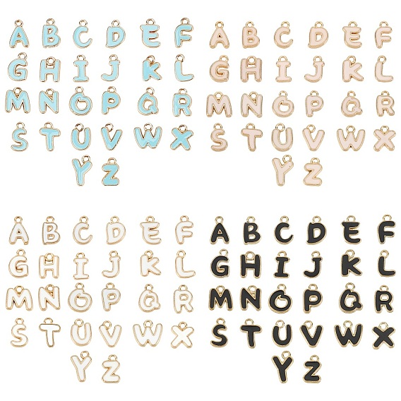 Vergoldete Legierungs-Emaille-Anhänger, emaillierte Pailletten, alphabetische Form