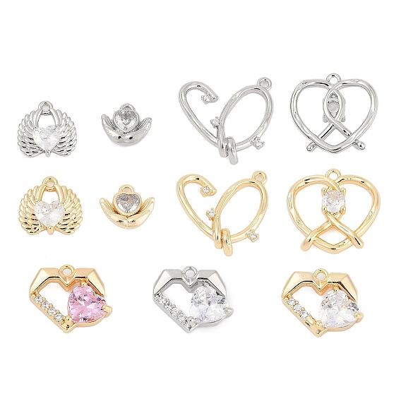 Латунные микро проложить кубического циркония прелести, сердце