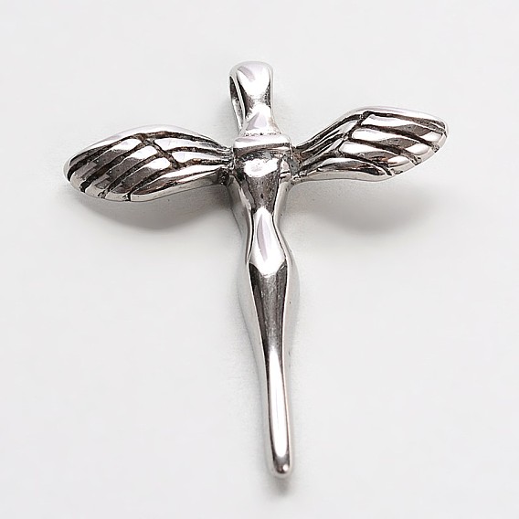201 Stainless Steel Fairy Pendants, 37x30.5x6mm, Hole: 3.5x5mm