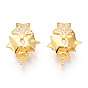 925 Sterling Silver Micro Pave Clear Cubic Zirconia Star Charms for Half Drilled Beads, with S925 Stamp