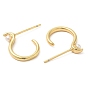 Rack Plating Brass Round Stud Earrings with Plastic Pearl Beaded, Lead Free & Cadmium Free