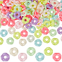 200Pcs Opaque Acrylic European Beads, Large Hole Beads, Wave Shape, Dyed, AB Color