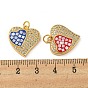 Brass Micro Pave Cubic Zirconia Pendants, with Enamel & Shell, Jump Rings, Real 18K Gold Plated, Heart