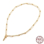 925 Sterling Silver Paperclip Chain Necklaces, with Spring Ring Clasps