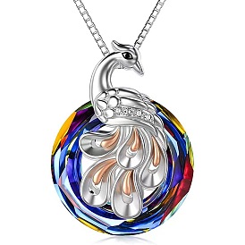 Phoenix Pendant Necklace Ladies Colorful Crystal Firebird Necklace