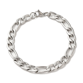 Ion Plating(IP) 304 Stainless Steel Figaro Chain Bracelets, Lobster Claw Clasps