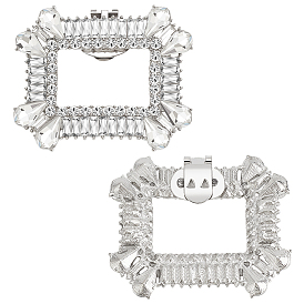 2 Съемные зажимы для обуви из платинового сплава и стразов, украшение обуви прямоугольником