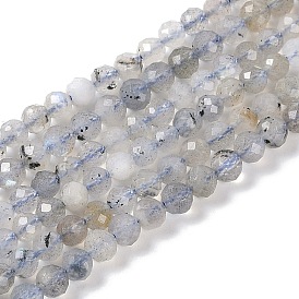 Natural Labradorite Beads Strands, Faceted, Round