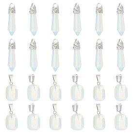 24шт 2 стили подвески из драгоценных камней, самородки и граненая пуля, с защелкой из нержавеющей стали с цветным покрытием на дужках