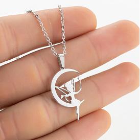 Fashionable Stainless Steel Butterfly Fairy Angel Pendant Winter Sweater Chain for Women
