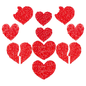 ARRICRAFT 10Pcs 5 Size Heart Resin Rhinestone Patches, Iron/Sew on Appliques, Costume Accessories, for Clothes, Bag Pants, Shoes