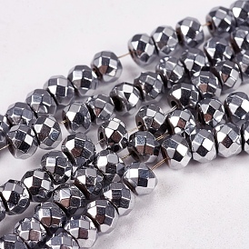 Electroplate Non-magnetic Synthetic Hematite Beads Strands, Faceted, Rondelle, Grade A