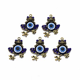 Alloy Pendants, with Resin and Rhinestone, Cadmium Free & Lead Free, Frog
