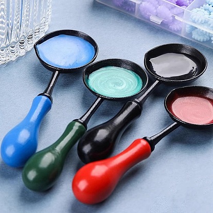 Alloy Sealing Wax Spoons, with Wood Handle, Stamp Heating Tool