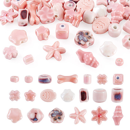 40шт 20 стили фарфоровые бусины ручной работы, яркие глазированный фарфор, разнообразные