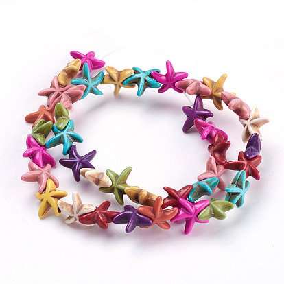 Synthetical Turquoise Beads Strands, Dyed, Starfish/Sea Stars