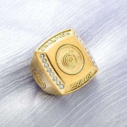 304 женские кольца из нержавеющей стали со стразами, ионное покрытие (ip), квадратный