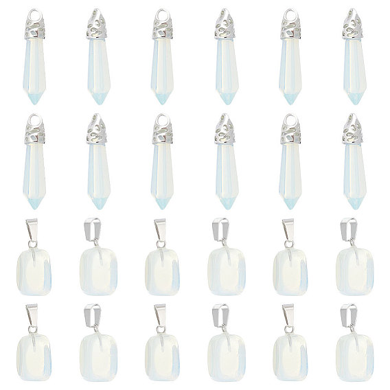 24шт 2 стили подвески из драгоценных камней, самородки и граненая пуля, с защелкой из нержавеющей стали с цветным покрытием на дужках