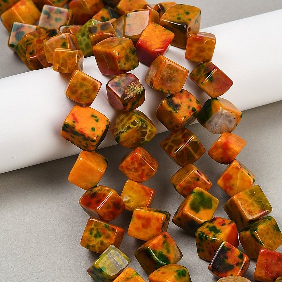 Окрашенные естественный агат бисер пряди, ромб