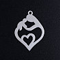 201 Stainless Steel Pendants, Heart with Mother and Child, For Mother's Day