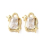Brass Micro Pave Cubic Zirconia Charms, Rectangle with Star Charms