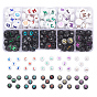 180Pcs 10 Style Opaque Black Acrylic Beads, Flat Round with Random Letters