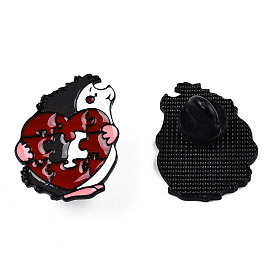 Hedgehog with Heart Puzzle Enamel Pin, Electrophoresis Black Plated Alloy Animal Badge for Backpack Clothes, Nickel Free & Lead Free