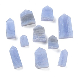 Natural Blue Lace Agate Point Pentagonal Prism Figurines, Reiki Stones Statues for Energy Balancing Meditation Therapy